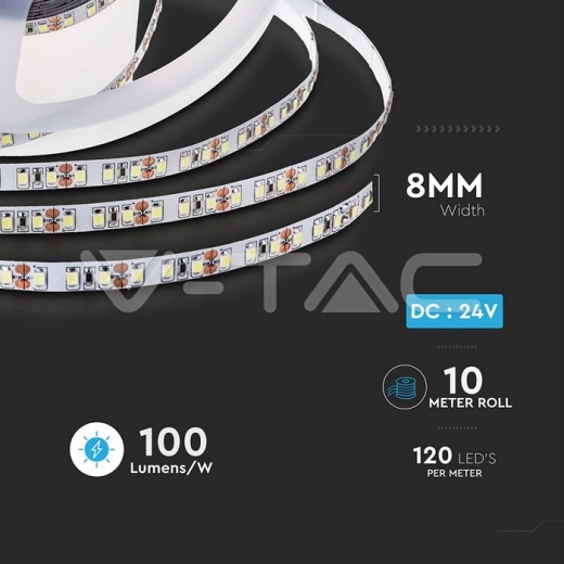 Tira LED SMD2835 120 LEDs High Lumen 24V IP20 6500K Doble PCB 10m Rollo - 7