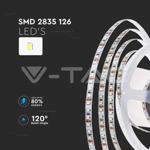 Tira LED SMD2835 126 LEDs 24V IP20 3000K 137 lm/W - 3