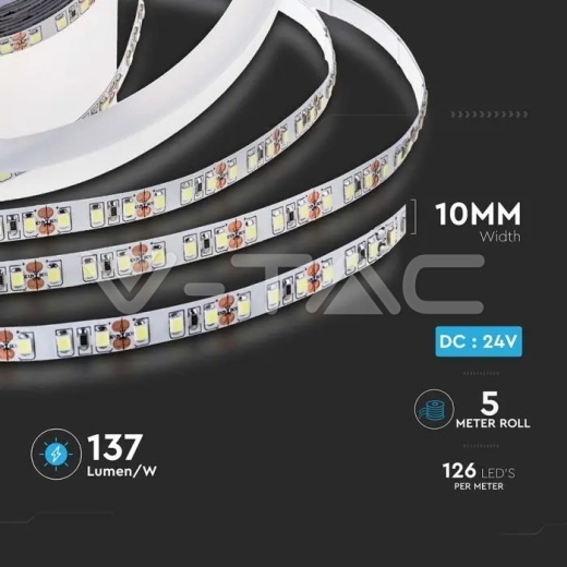 Tira LED SMD2835 126 LEDs 24V IP20 3000K 137 lm/W - 6