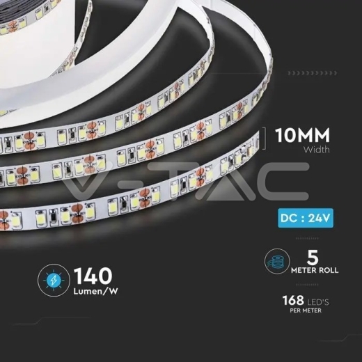 LED Strip SMD2835 168 LEDs 24V IP20 6500K 140 lm/W - 6