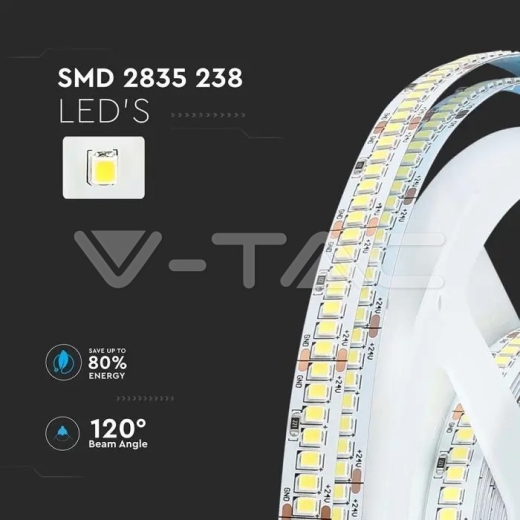 Tira LED SMD2835 238 LEDs 24V IP20 4000K 135 lm/W - 4