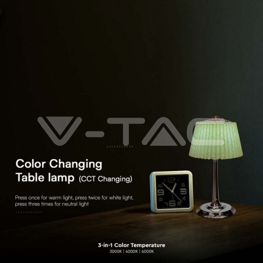 Lámpara de Mesa LED 1.5W 3 en 1 Cromo + Verde Pálido - 5