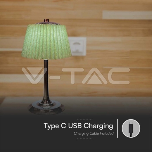 Lámpara de Mesa LED 1.5W 3 en 1 Cromo + Verde Pálido - 6