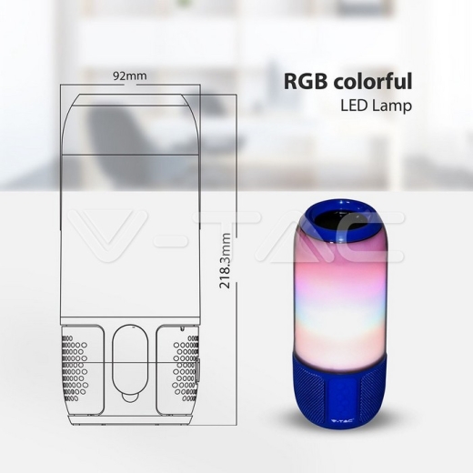 2*3W LED Table Lamp Speaker USB & TF Card Slot Blue - 7