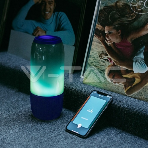 2*3W LED Table Lamp Speaker USB & TF Card Slot Blue - 9