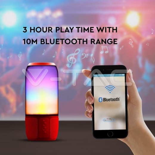 2*3W LED Table Lamp Speaker USB & TF Card Slot Red - 5