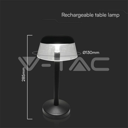 Lámpara de mesa LED de 2 W (130 x 285), 3 en 1, regulable, cuerpo negro - 6