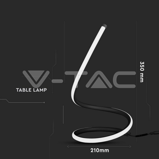 20W LED Designer Table Lamp with EU Plug Cord + Switch Black 3000K - 5