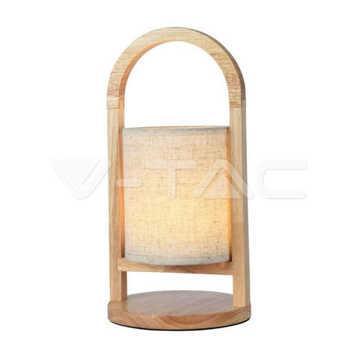 1.5W LED Fabric Table Lamp 3000K Beige Body Wood Handle - 1