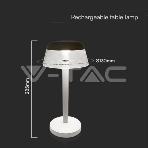 2W LED Table Lamp (130x285) 3in1 Dimmable White Body - 6