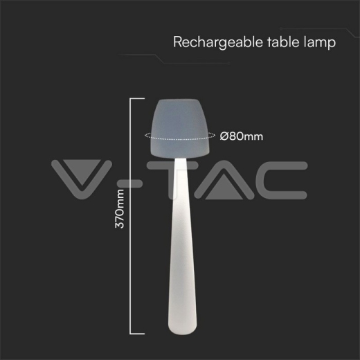 2W LED Table Lamp (80x370) 3in1 Dimmable White Body - 6