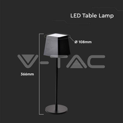 2W Table Lamp Black Body IP54 3000K - 7