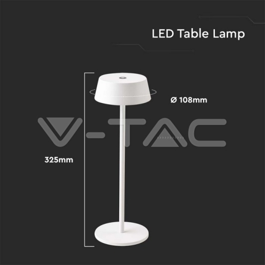 Lámpara de mesa LED 2W IP54 cuerpo blanco 3000K - 6