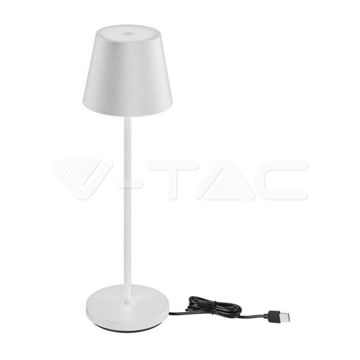 2W LED Table Lamp (4400mA Battery) IP54 White Body 3000K - 1