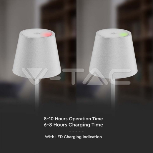 2W LED Table Lamp (4400mA Battery) IP54 White Body 3000K - 6