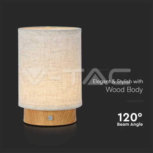 3W LED Fabric Table Lamp 3000K Beige Body - 2