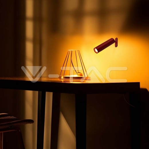 Lámpara de Mesa LED Magnética 3W Recargable 4000K Cuerpo Rojo - 7