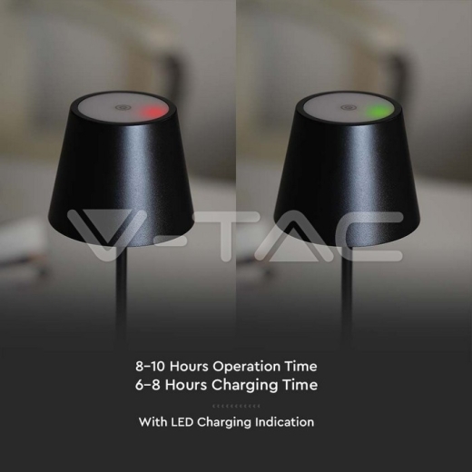 Lámpara de mesa LED 2W (Batería 4400mA) IP54 Negra 3000K - 10