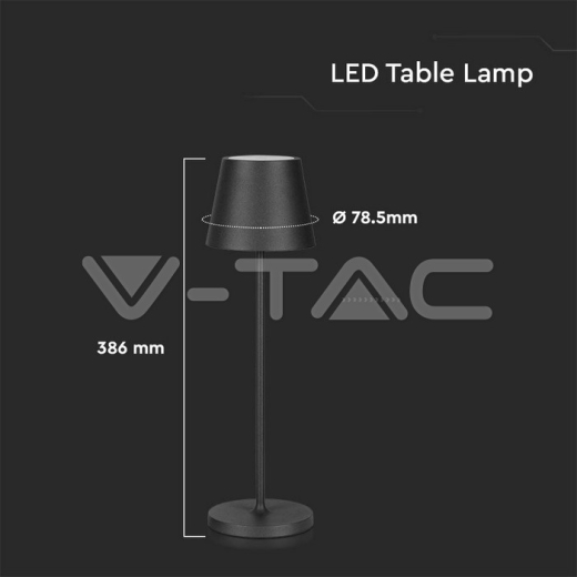 Lámpara de mesa LED 2W (Batería 4400mA) IP54 Negra 3000K - 12