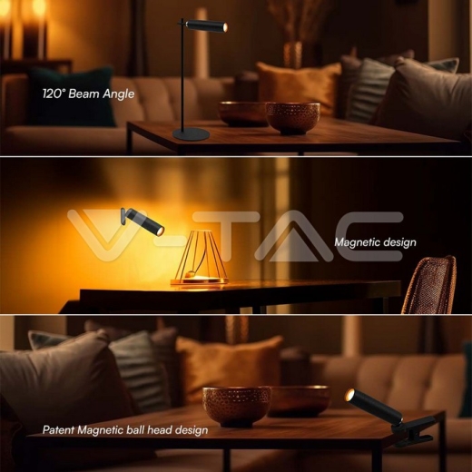 3W LED Magnetic Table Lamp Rechargeable 4000K Black Body - 5