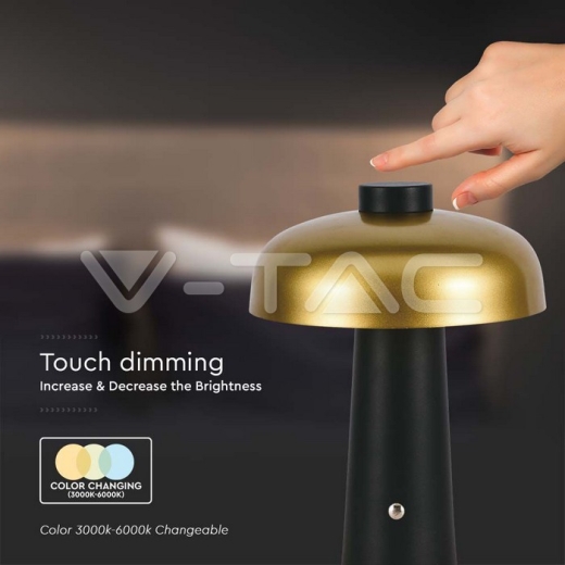 3W LED Table Lamp Rechargeable 1800mAh Battery Gold + Black - 3