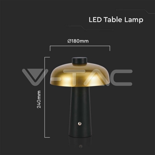 3W LED Table Lamp Rechargeable 1800mAh Battery Gold + Black - 5