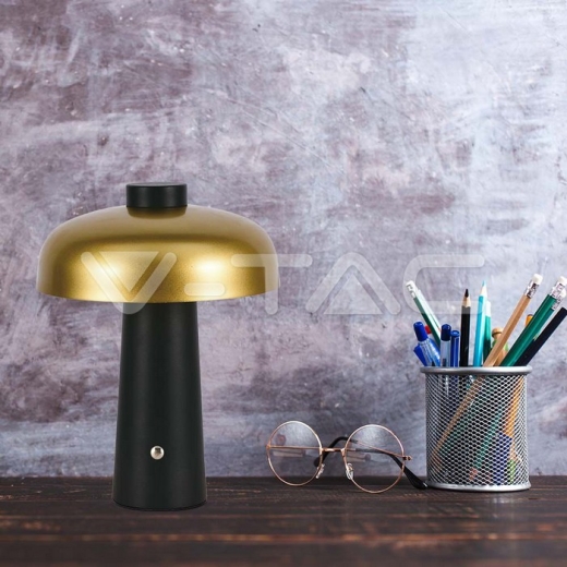 3W LED Table Lamp Rechargeable 1800mAh Battery Gold + Black - 6