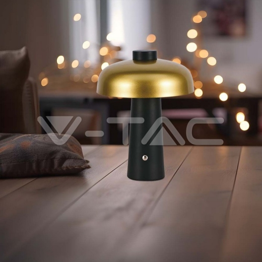 3W LED Table Lamp Rechargeable 1800mAh Battery Gold + Black - 7