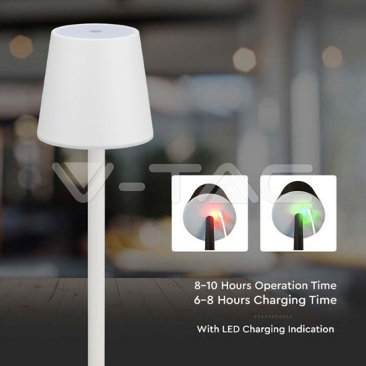 Sobremesa LED 3W Recargable Táctil Regulable Cuerpo Blanco 3000K - 4