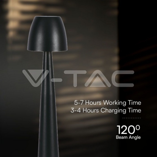 2W LED Table Lamp (80x370) 3in1 Dimmable Black Body - 5