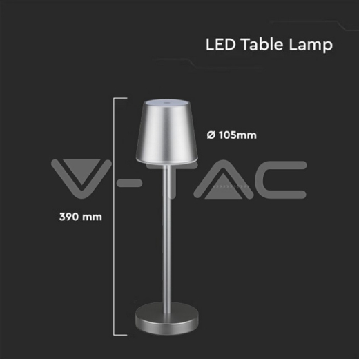 3W LED Table Lamp Rechargeable Touch Dimmable Grey Body 4000K - 5
