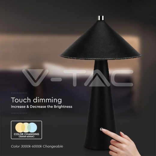 Lámpara de Mesa LED 3W con Batería 4000mAh CCT: 3in1 Cuerpo Negro Regulable - 3