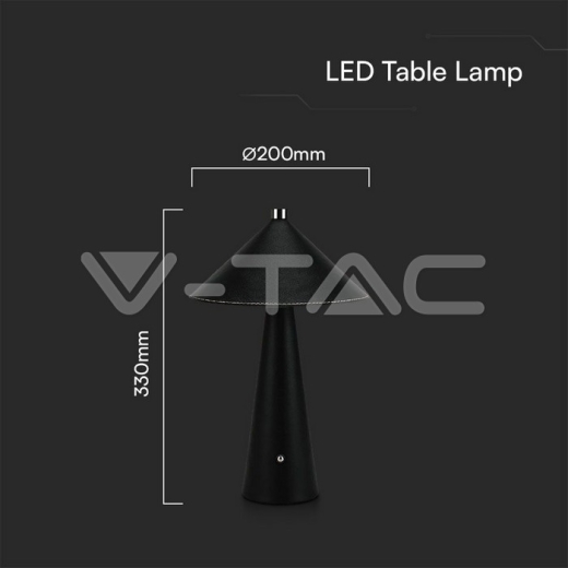 Lámpara de Mesa LED 3W con Batería 4000mAh CCT: 3in1 Cuerpo Negro Regulable - 5