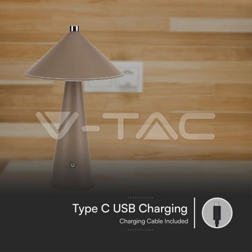 Lámpara de Mesa LED 3W Con Batería 4000mAh CCT: 3in1 Cuerpo Marrón Regulable - 2