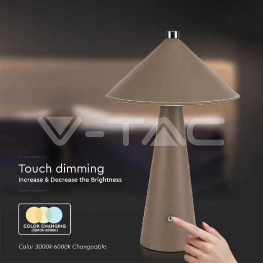 Lámpara de Mesa LED 3W Con Batería 4000mAh CCT: 3in1 Cuerpo Marrón Regulable - 3