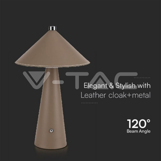 Lámpara de Mesa LED 3W Con Batería 4000mAh CCT: 3in1 Cuerpo Marrón Regulable - 4