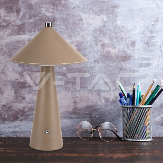 Lámpara de Mesa LED 3W Con Batería 4000mAh CCT: 3in1 Cuerpo Marrón Regulable - 6