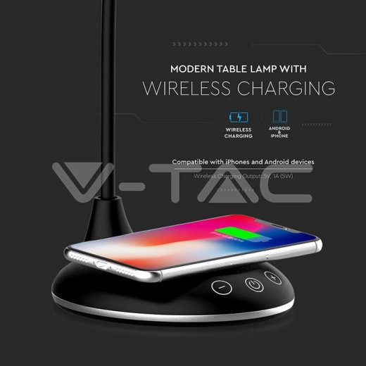 Lámpara Escritorio 5W CCT Carga Wireless Base Redonda Negra - 5