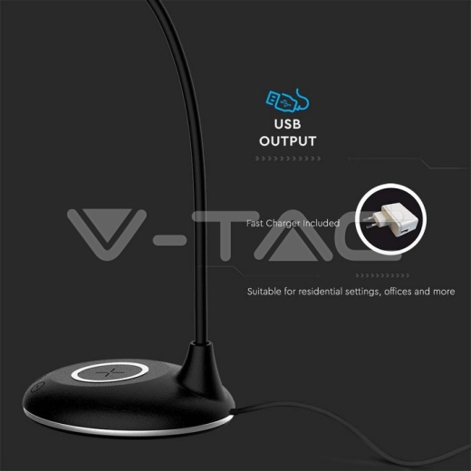 Lámpara Escritorio 5W CCT Carga Wireless Base Redonda Negra - 6