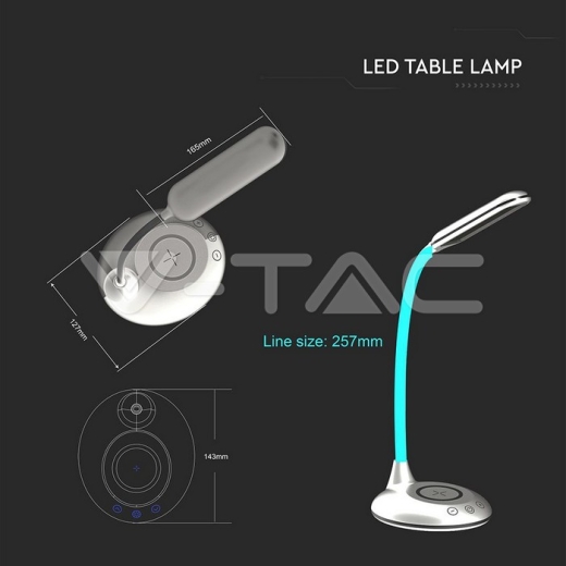 Lámpara Escritorio 5W CCT Carga Wireless Base Redonda Negra - 10