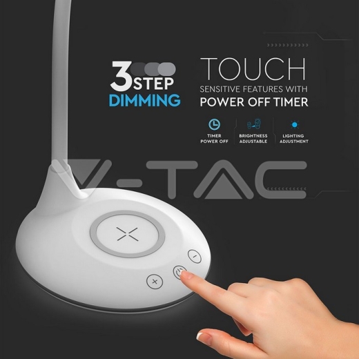 Lámpara Escritorio 5W CCT Carga Wireless Base Redonda Negra - 9