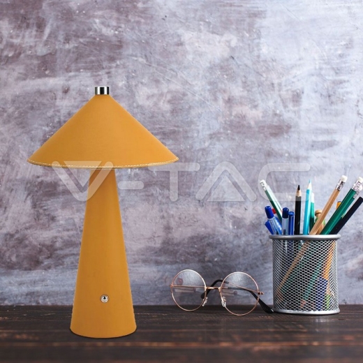 Lámpara de Mesa LED 3W con Batería 4000mAh CCT: 3in1 Cuerpo Amarillo Regulable - 6