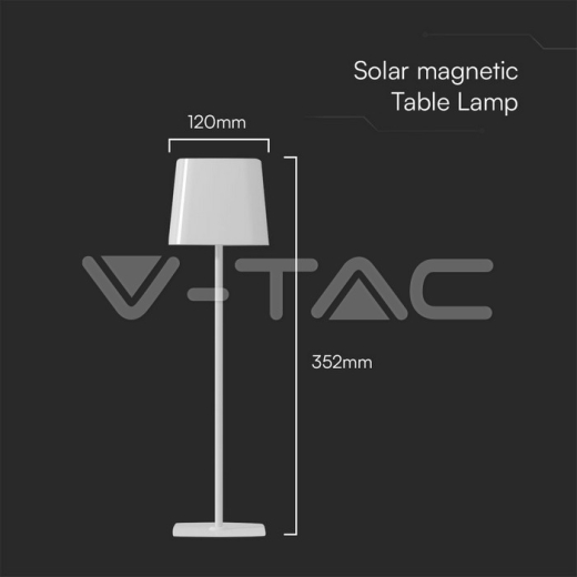 5W LED Magnetic Table Lamp With Battery 3600mAh CCT: 3 in 1 White Body Dimmable - 6