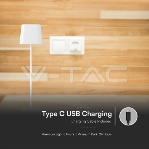 5W LED Magnetic Table Lamp With Battery 3600mAh CCT: 3 in 1 White Body Dimmable - 9