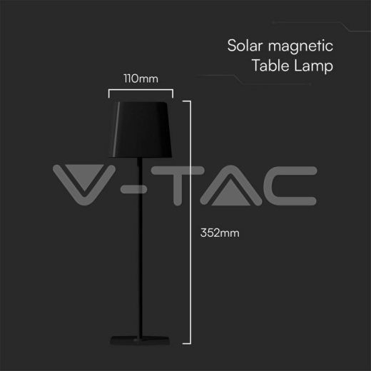 5W LED Magnetic Table Lamp With Battery 3600mAh CCT: 3 in 1 Black Body Dimmable - 6