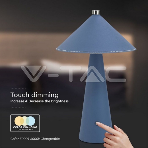 Lámpara de Mesa LED 3W con Batería 4000mAh CCT: 3in1 Cuerpo Azul Regulable - 3