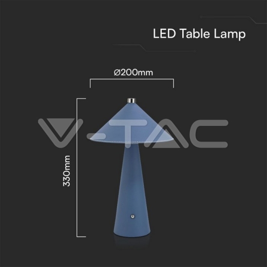 Lámpara de Mesa LED 3W con Batería 4000mAh CCT: 3in1 Cuerpo Azul Regulable - 5