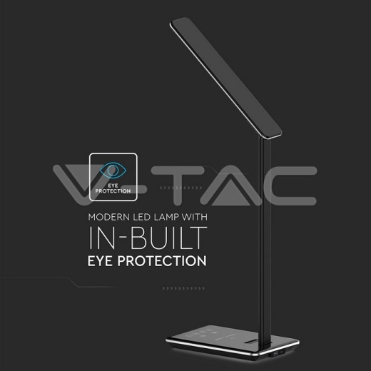 5W LED Table Lamp 3 in 1 Wireless Charger Square Black Body - 10