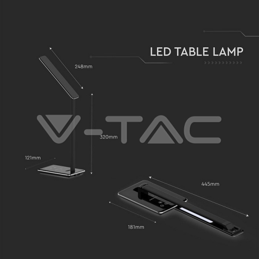 5W LED Table Lamp 3 in 1 Wireless Charger Square Black Body - 11