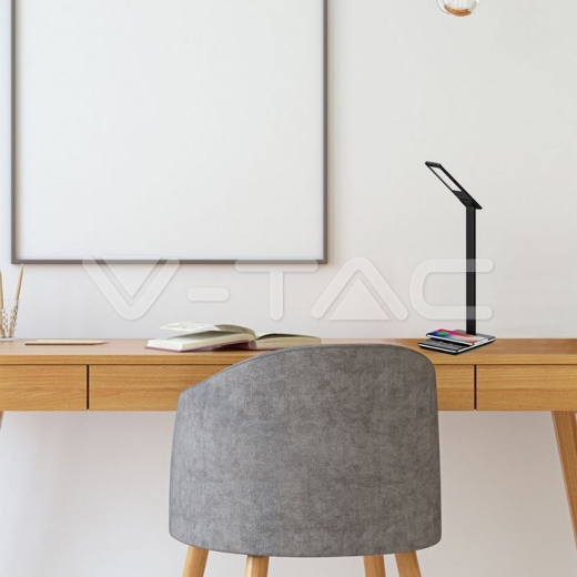 5W LED Table Lamp 3 in 1 Wireless Charger Square Black Body - 12